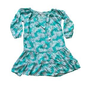 La Mer Luxe cover up/dress, size Med, Green; lightweight; resortwear; tropical